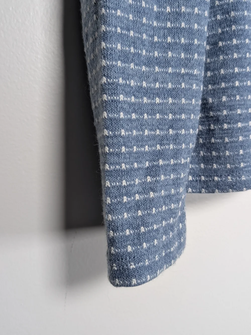 Madewell Puff Sleeve Mockneck Sweater Top XS Blue White Coastal Preppy Feminine